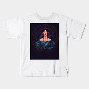 Astrology Goddess In Blue With Cosmic Clock Kids T-Shirt